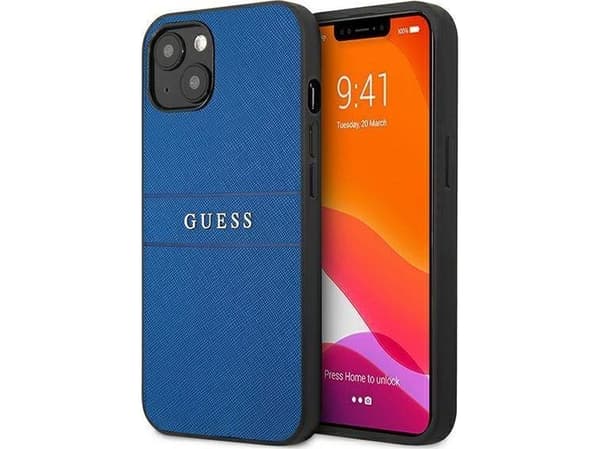 Guess Etui Guess GUHCP13SPSASBBL Apple iPhone 13 mini niebieski/blue Saffiano Strap