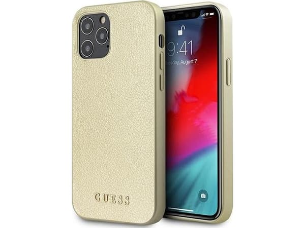 Guess GUHCP12LIGLGO iPhone 12 Pro Max 6,7 tommer gull/gull hardt regnbuedeksel