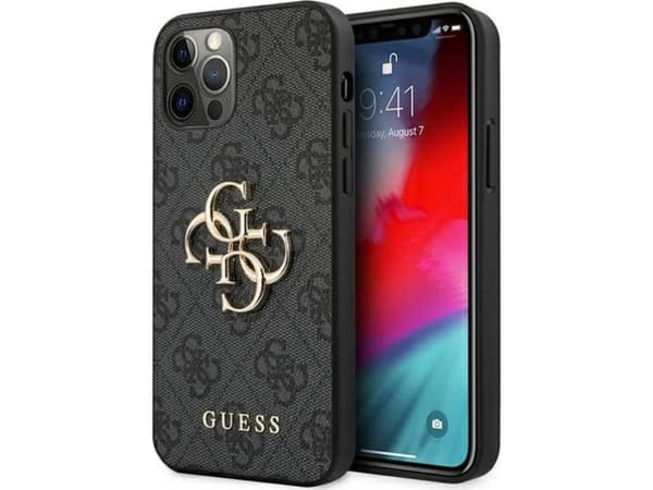Dėklas Guess Apple iPhone 12 Pro Max Metal Logo Case Pilkas