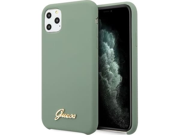 Guess Guess Guess GUHCN65LSLMGKA iPhone 11 Pro Max Khaki Hard Case Silikon Vintage Gold Logo