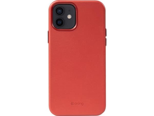 Crong Crong Essential Cover Magnetic - iPhone 12 / iPhone 12 Pro MagSafe läderfodral (röd)