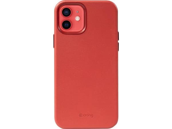 Crong Crong Essential Cover Magnetic - iPhone 12 / iPhone 12 Pro MagSafe läderfodral (röd)
