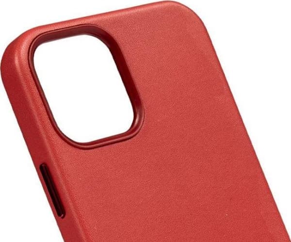 Crong Crong Essential Cover Magnetic - iPhone 12 / iPhone 12 Pro MagSafe läderfodral (röd)