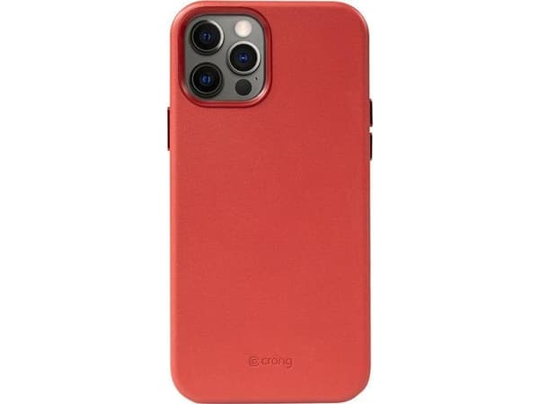Crong Crong Essential Cover Magnetic - iPhone 12 / iPhone 12 Pro MagSafe läderfodral (röd)
