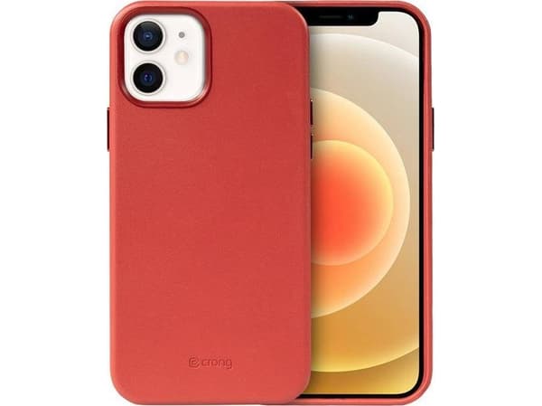 Crong Crong Essential Cover Magnetic - iPhone 12 / iPhone 12 Pro MagSafe läderfodral (röd)