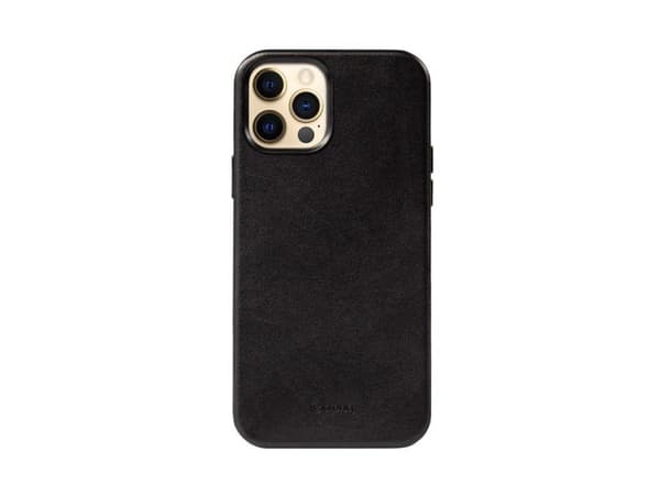 Crong Essential Cover Magnetic iPhone 12 Pro Max MagSafe lærveske (svart)