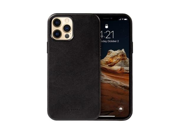 Crong Essential Cover Magnetic iPhone 12 Pro Max MagSafe lærveske (svart)