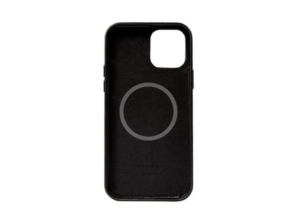 Crong Essential Cover Magnetic iPhone 12 Pro Max MagSafe lærveske (svart)