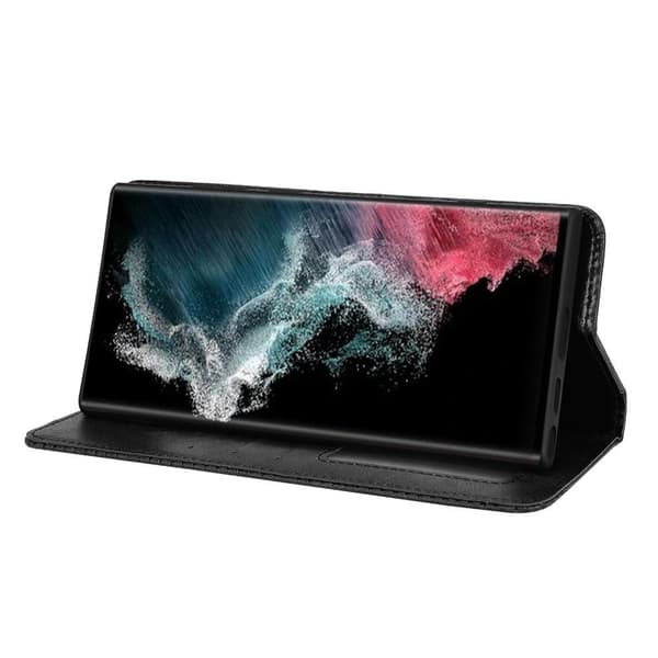 Samsung Galaxy S22 Ultra 5G Wallet Stand Flip Phone Case - Black
