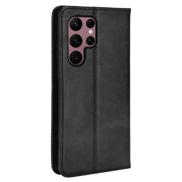 Samsung Galaxy S22 Ultra 5G Wallet Stand Flip Phone Case - Black