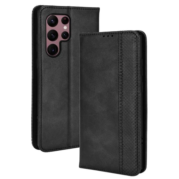 Samsung Galaxy S22 Ultra 5G Wallet Stand Flip Phone Case - Black