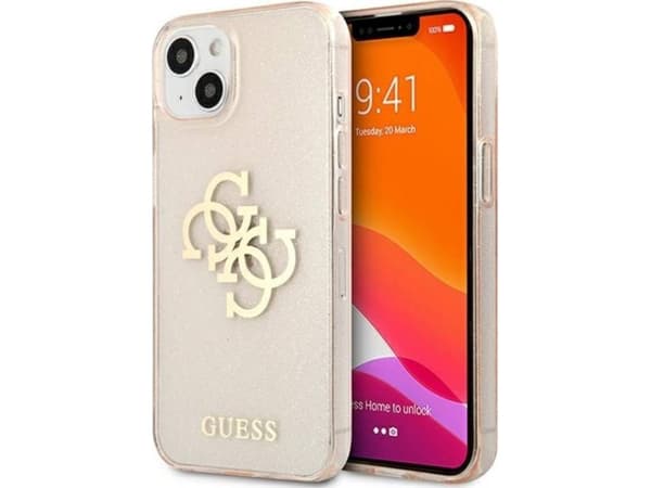 Guess GUHCP13SPCUGL4GGO iPhone 13 mini 5.4 quot; kultainen / kultainen kova kotelo Glitter 4G Big Logo