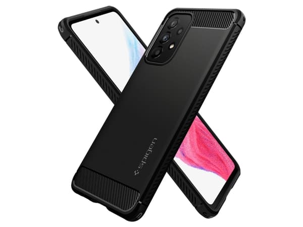Spigen Rugged Armor - Baksidesskydd för mobiltelefon - termoplastisk polyuretan (TPU) - mattsvart - för Samsung Galaxy A53 5G