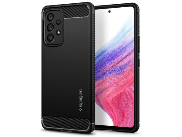 Spigen Rugged Armor - Baksidesskydd för mobiltelefon - termoplastisk polyuretan (TPU) - mattsvart - för Samsung Galaxy A53 5G