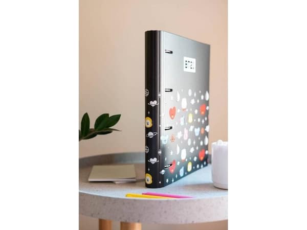 Line Friends BT21 - Ringperm for oppbevaring av dokumenter med strikk (4 ringer)