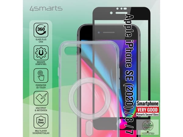 4smarts 496254, Etui, Apple, iPhone SE3 / SE2 / 8 / 7, 11,9 cm (4.7"), Sort, Gjennomsiktig