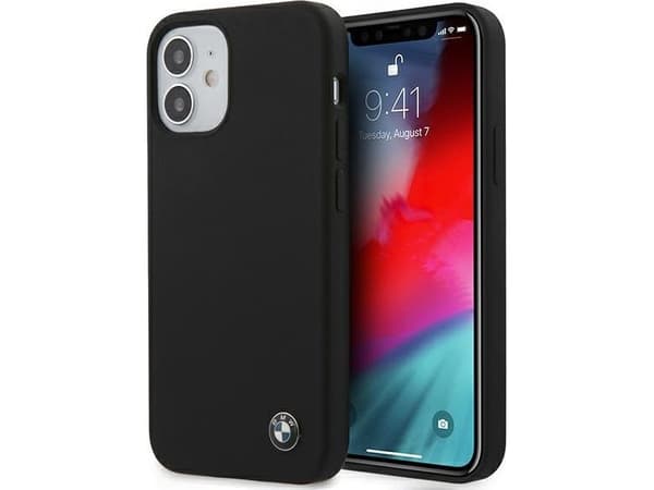 Kotelo BMW BMHCP12SSILBK iPhone 12 mini 5,4" musta/musta kiinteä silikoni allekirjoitus