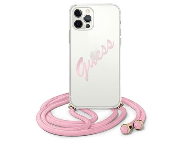 Guess Kotelo GUHCP12MCRTVSPI Apple iPhone 12/12 Pro vaaleanpunainen/vaaleanpunainen hardcase Script Vintage