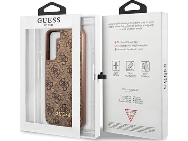 Guess GUHCS22SG4GFBR S22 S901 Brun/Brun Hard Case 4G Metal Gold Logo