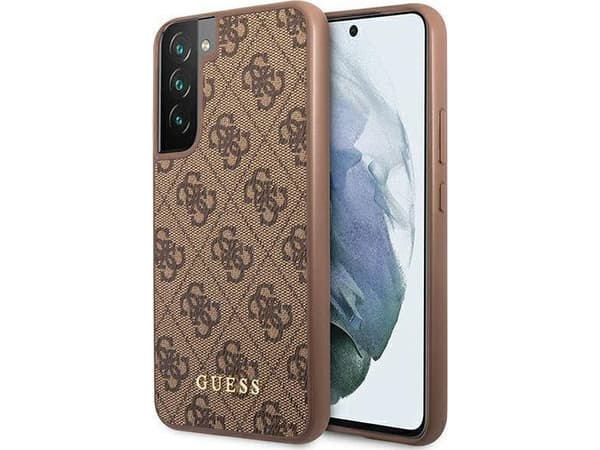 Guess GUHCS22SG4GFBR S22 S901 Brun/Brun Hard Case 4G Metal Gold Logo
