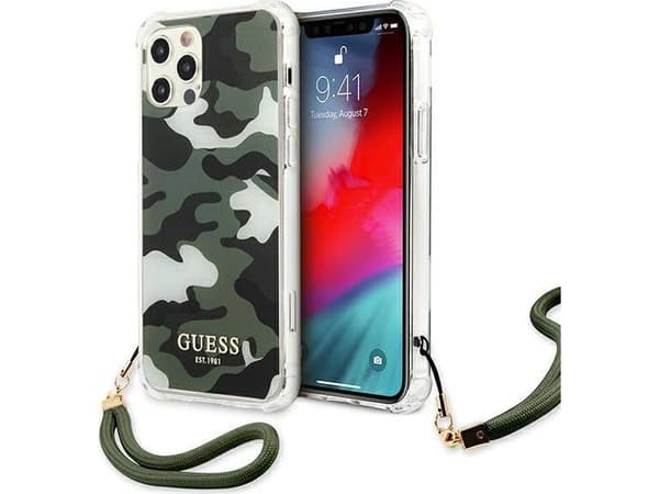 Karl Lagerfeld Apple iPhone 12 Pro Max Guess dėklas Camo Collection (GUHCP12LKSARKA) žalios spalvos