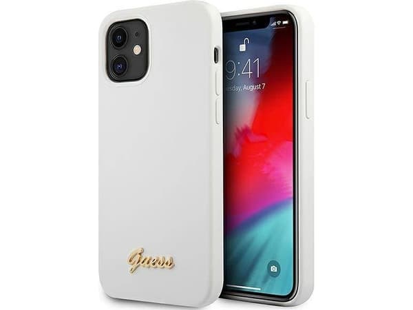 Guess Etui Guess GUHCP12SLSLMGWH Apple iPhone 12 mini biały/white hardcase Metal Logo Script