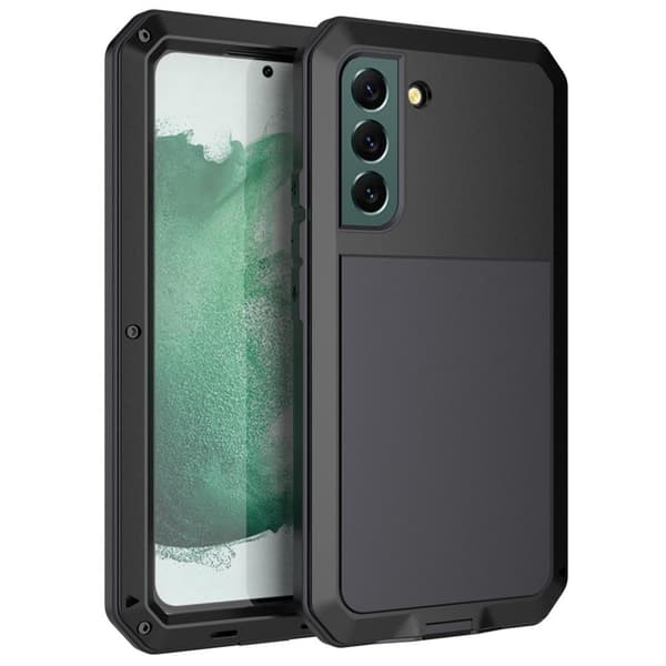 Samsung Galaxy S21 FE Silikonmetall Hybrid Deksel Herdet Glass Anti-støv