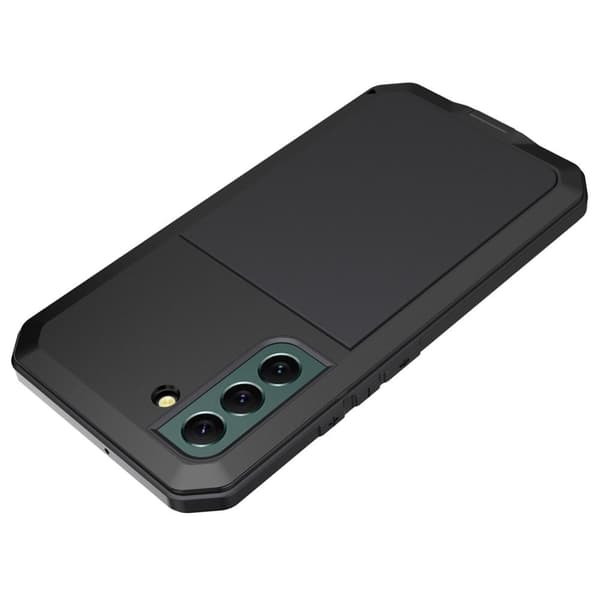 Samsung Galaxy S22 Silikone Metal Hybrid Telefonetui Hærdet Glas Anti-støv