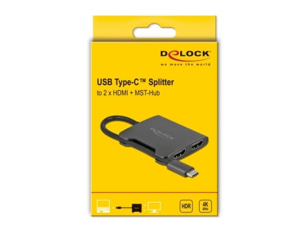 Delock - Video/lyd-splitter - 2 x HDMI - stasjonær