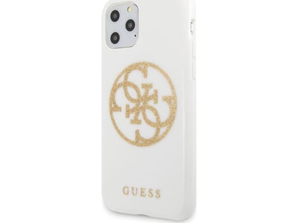 Guess Guess GUHCN65TPUWHGLG iPhone 11 Pro Max biały/white hard case Glitter 4G Circle Logo