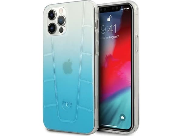 Mercedes Benz Apple iPhone 12 / 12 Pro Mercedes dėklas Transparent Line (MEHCP12MCLGBL) mėlynos spalvos