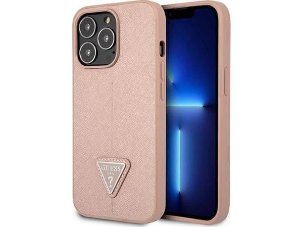 Guess Guess GUHCP13XPSATLP iPhone 13 Pro Max 6,7" różowy/pink hardcase SaffianoTriangle Logo