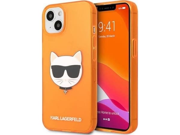 Karl Lagerfeld Etui Karl Lagerfeld KLHCP13SCHTRO Apple iPhone 13 mini pomarańczowy/orange hardcase Glitter Choupette Fluo