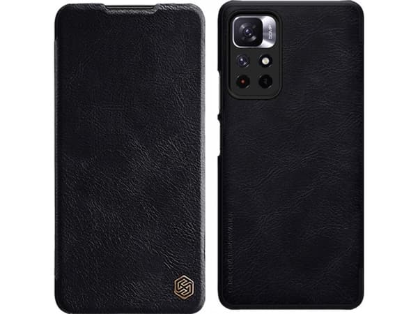 Nillkin Qin Fodral fodral för Xiaomi Redmi Note 11T 5G / Note 11S 5G / Note 11 5G (Kina) / Poco M4 Pro 5G kameraskydd hölsterfodral flip fodral svart