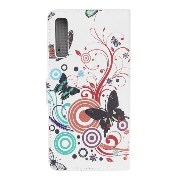Plånboksfodral Samsung Galaxy A7 (2018) - Vit med Fjärilar