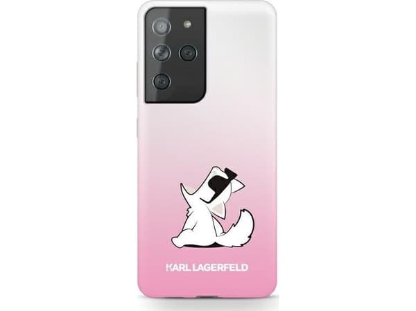Karl Lagerfeld KLHCS21LCFNRCPI S21 Ultra G998 kovakotelo vaaleanpunainen/vaaleanpunainen Choupette Fun