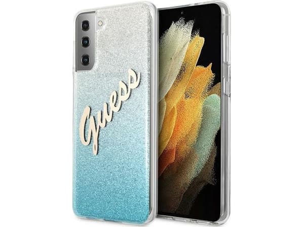 Guess Etui Guess GUHCS21MPCUGLSBL Samsung Galaxy S21+ Plus niebieski/blue hardcase Glitter Gradient Script