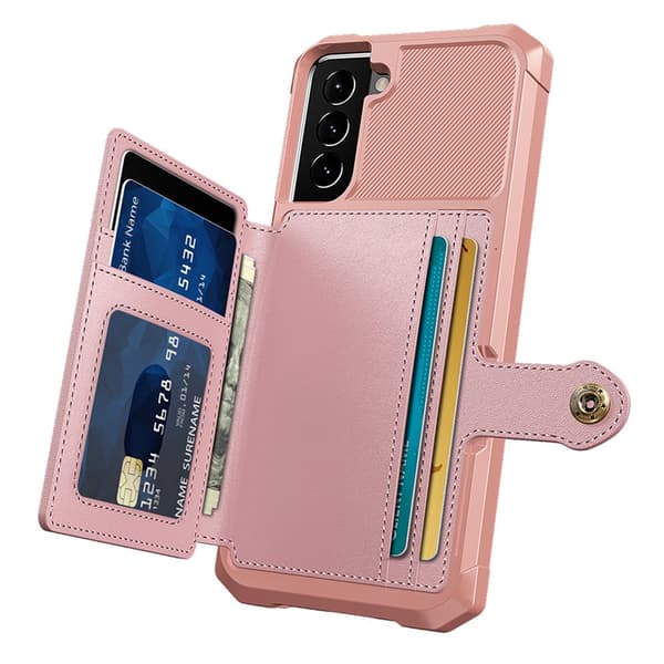 Stilsäkert Skal med Kortfack - Samsung Galaxy S22 Plus Roséguld