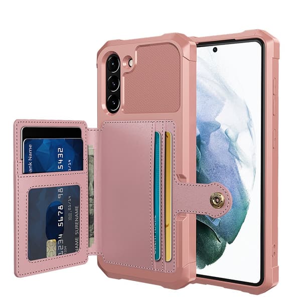 Smidigt Skal med Kortfack - Samsung Galaxy S21 FE Roséguld