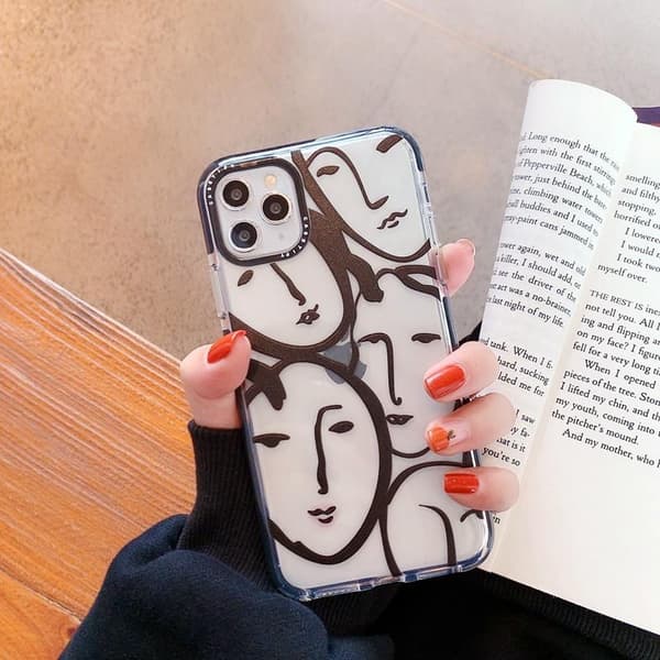 iPhone 13, Pro og Max covers med æstetiske kunstansigter gennemsigtige iPhone 13 Pro