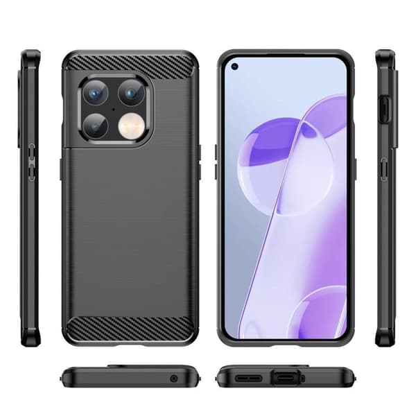 OnePlus 10 Pro - Flexibel Carbon Mjuk TPU Skal - Svart