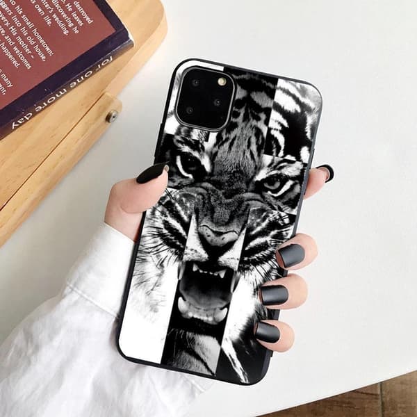 Samsung S21, Plus & Ultra case tiger black white silicone S21 Ultra