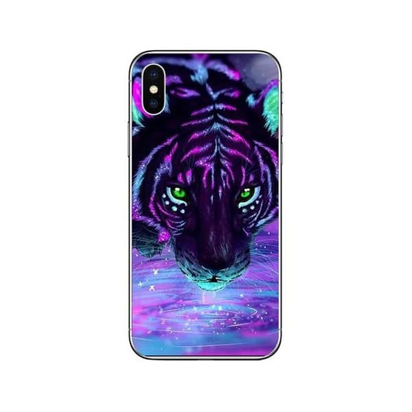 iPhone 13, Pro and Max case tiger with neon colors