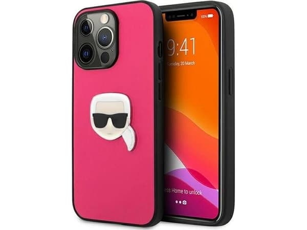 Dėklas KLHCP13LPKMP Karl Lagerfeld PU Leather Karl Head Case for iPhone 13 Pro Rožinė (Rožinė)
