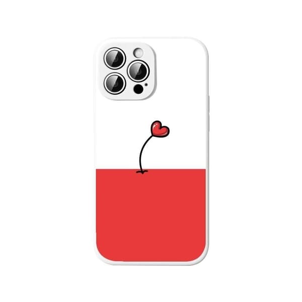 iPhone 13, Pro and Max case flower with heart growing red white
