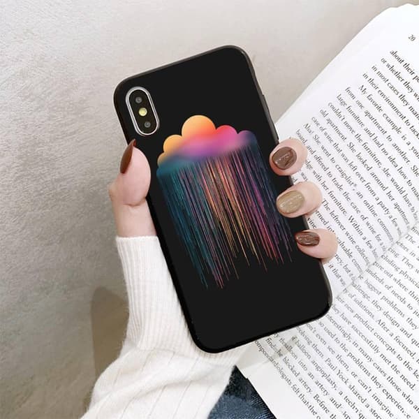 iPhone 13, Pro & Max case rain clouds with the colors of the rainbow 13