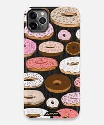 iPhone 13, Pro and Max transparent case with donuts with chocolate pink