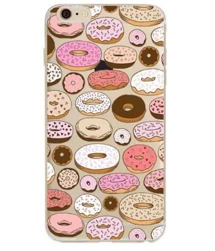iPhone 13, Pro and Max transparent case with donuts with chocolate pink 13 Pro Max