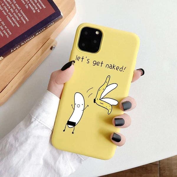 iPhone 12 Pro Max sjove cover med en banan, der klæder skallen af