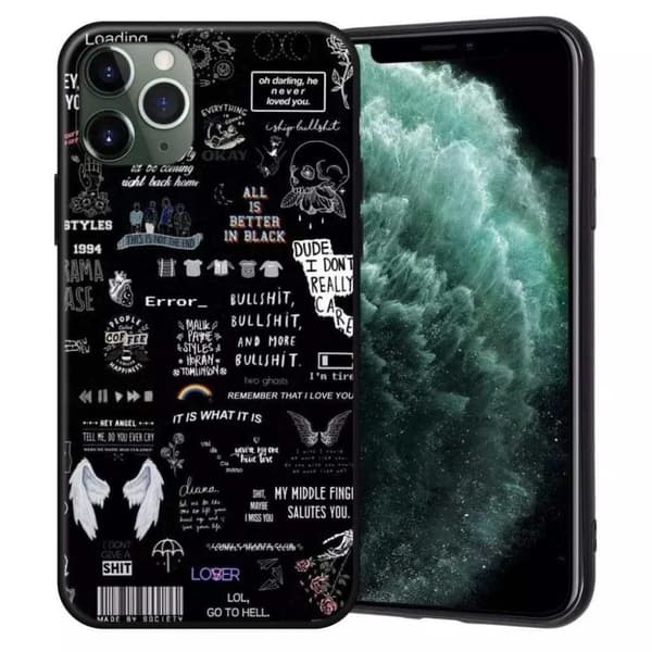 iPhone 13, Pro og Max covers med citater, tekst, englevinger sort og hvid 13 Pro